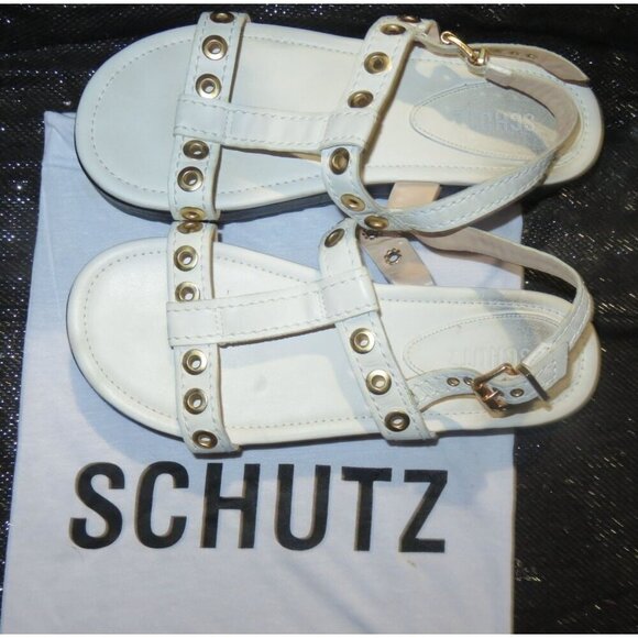 SCHUTZ Shoes - SCHUTZ White Brazilian Leather Grommet Embellished Eyelet sandals w/ dustbag 8